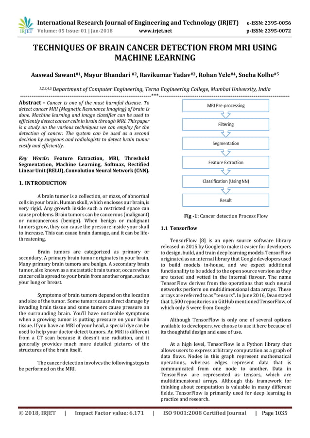 Techniques of Brain Cancer Detection from MRI using Machine Learning | PDF