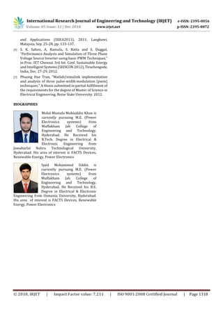 IRJET- Analysis of Sine Pulse Width Modulation (SPWM) and Third ...
