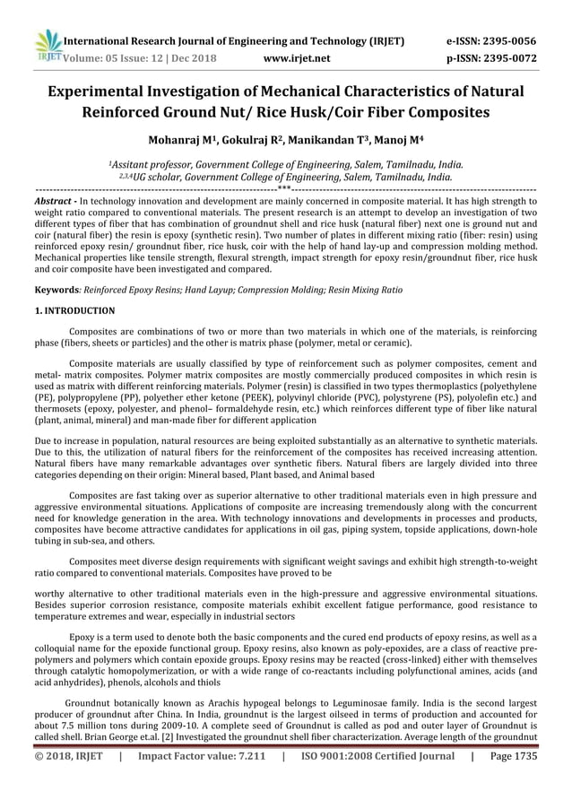 IRJET- Experimental Investigation of Mechanical Characteristics of ...