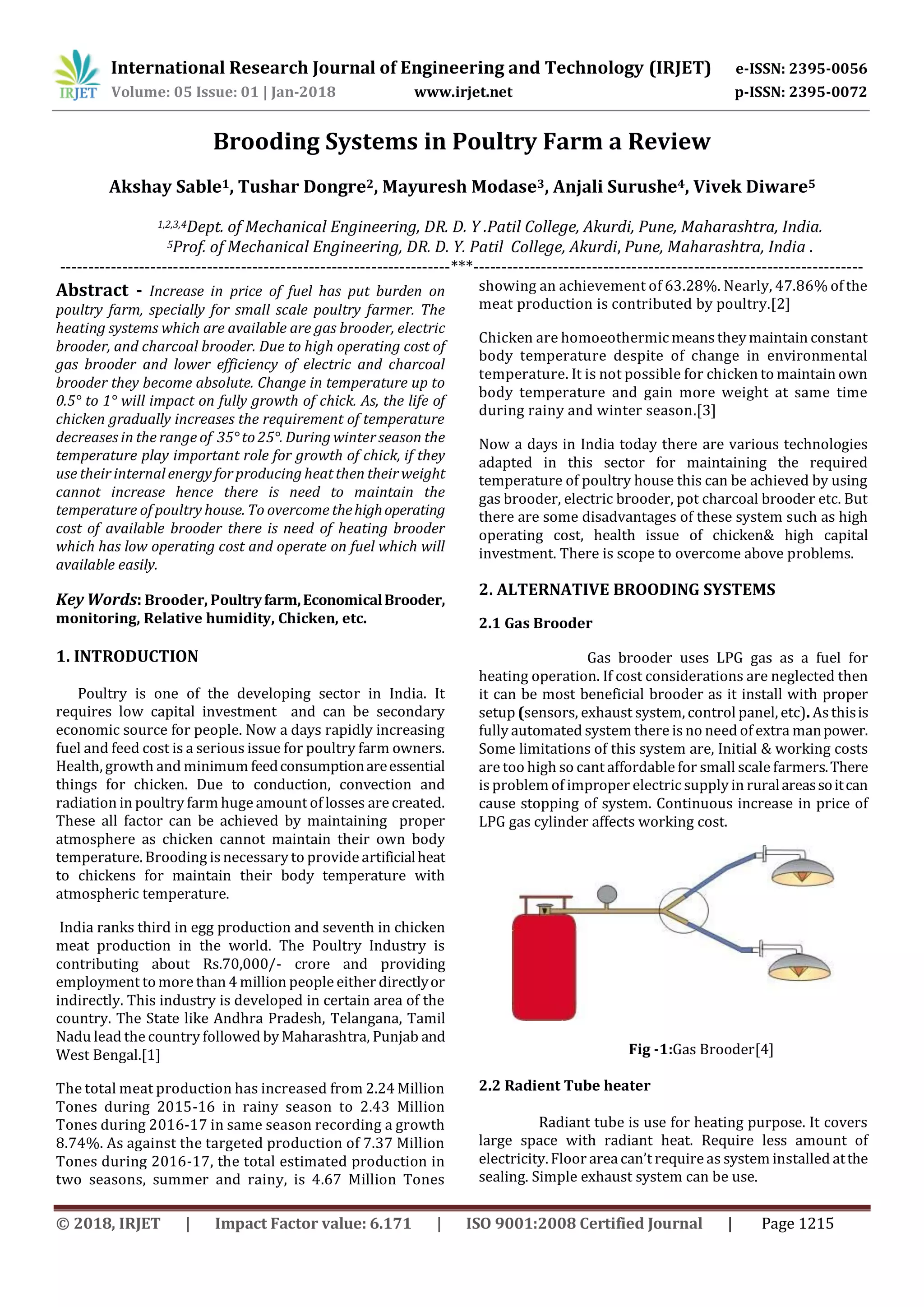 Brooding Systems in Poultry Farm A Review | PDF