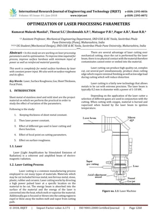 Optimization of Laser Processing Parameters | PDF