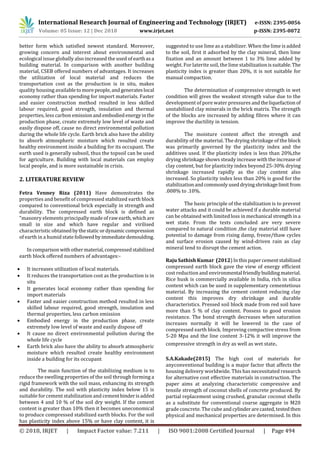 IRJET- Experimental Study on Compressed Stabilized Earth Block | PDF