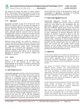 IRJET- Laboratory Investigation of Light Weight Concrete with Natural ...