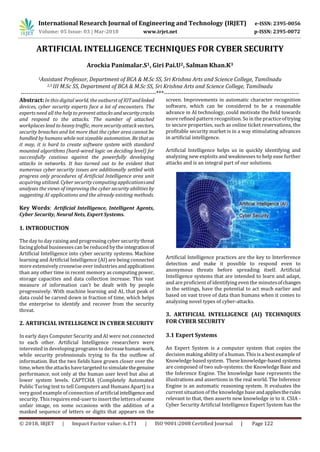 Artificial Intelligence Techniques for Cyber Security | PDF