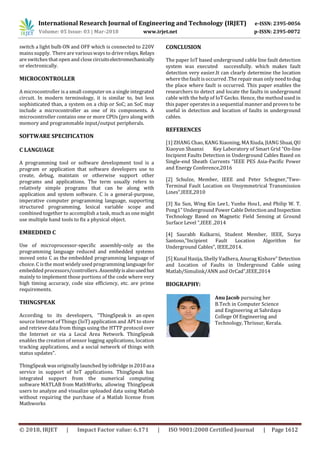 IRJET- Iot Based Underground Cable Line Fault Detection | PDF