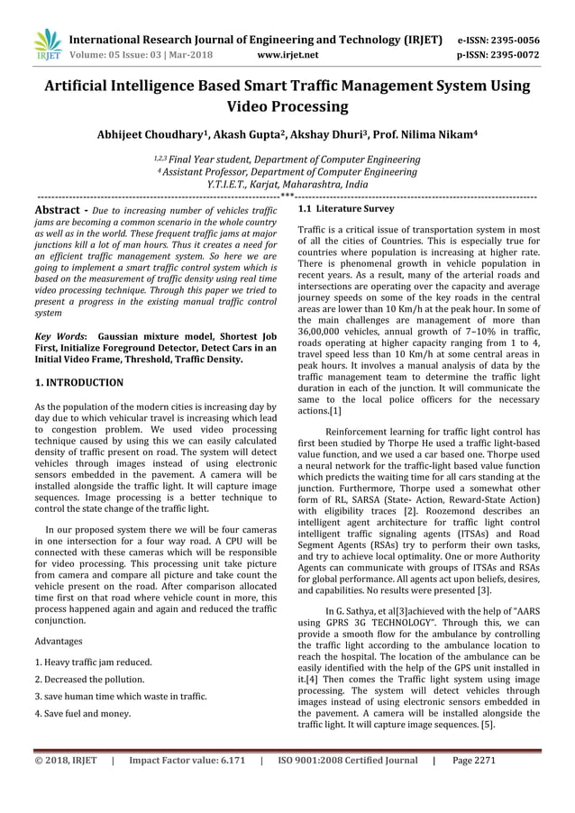 IRJET- Artificial Intelligence Based Smart Traffic Management System ...