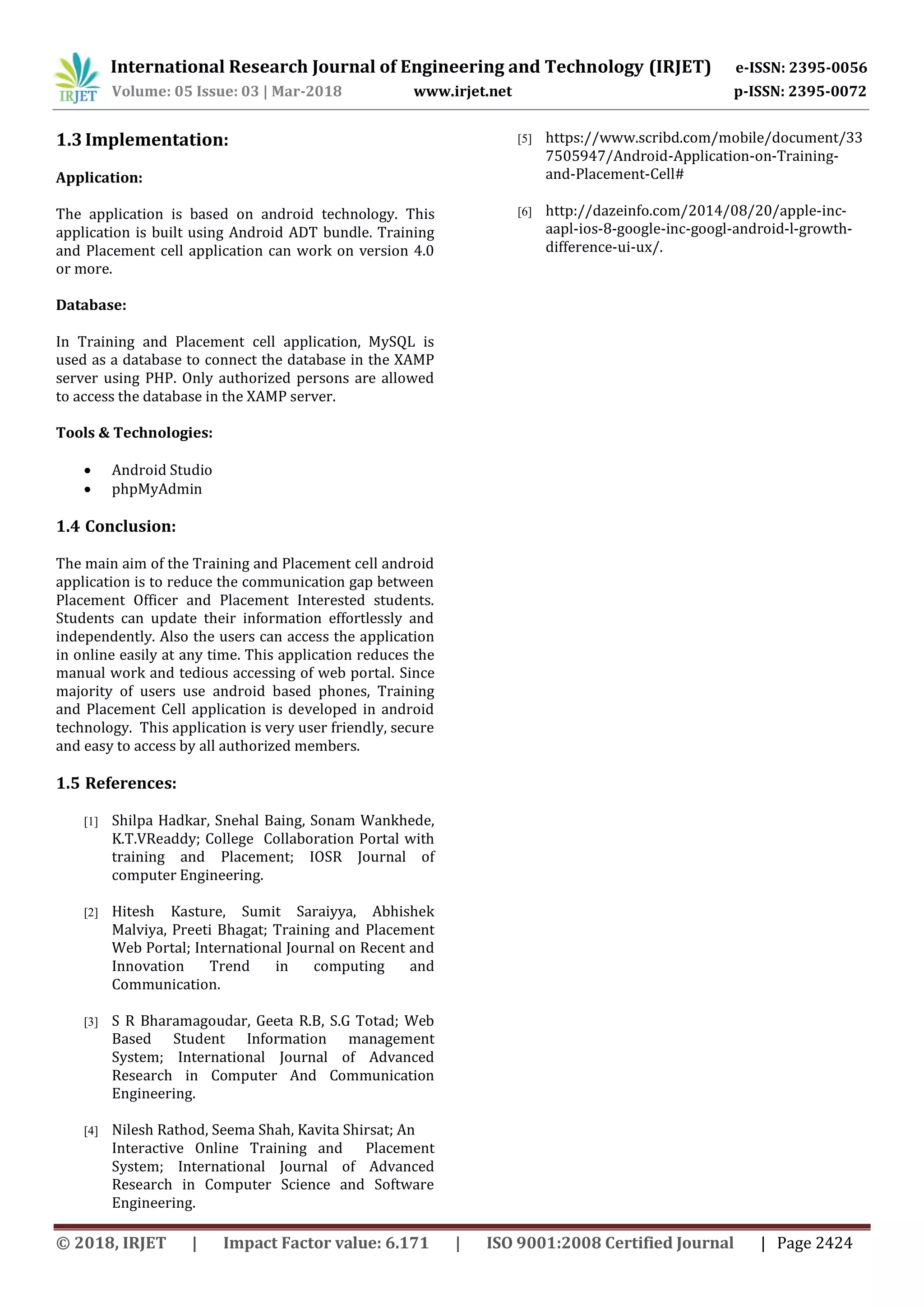 IRJET- Training and Placement Cell Application | PDF