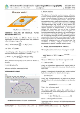 IRJET- Design of Microstrip Patch Antenna for Smart Antenna ...