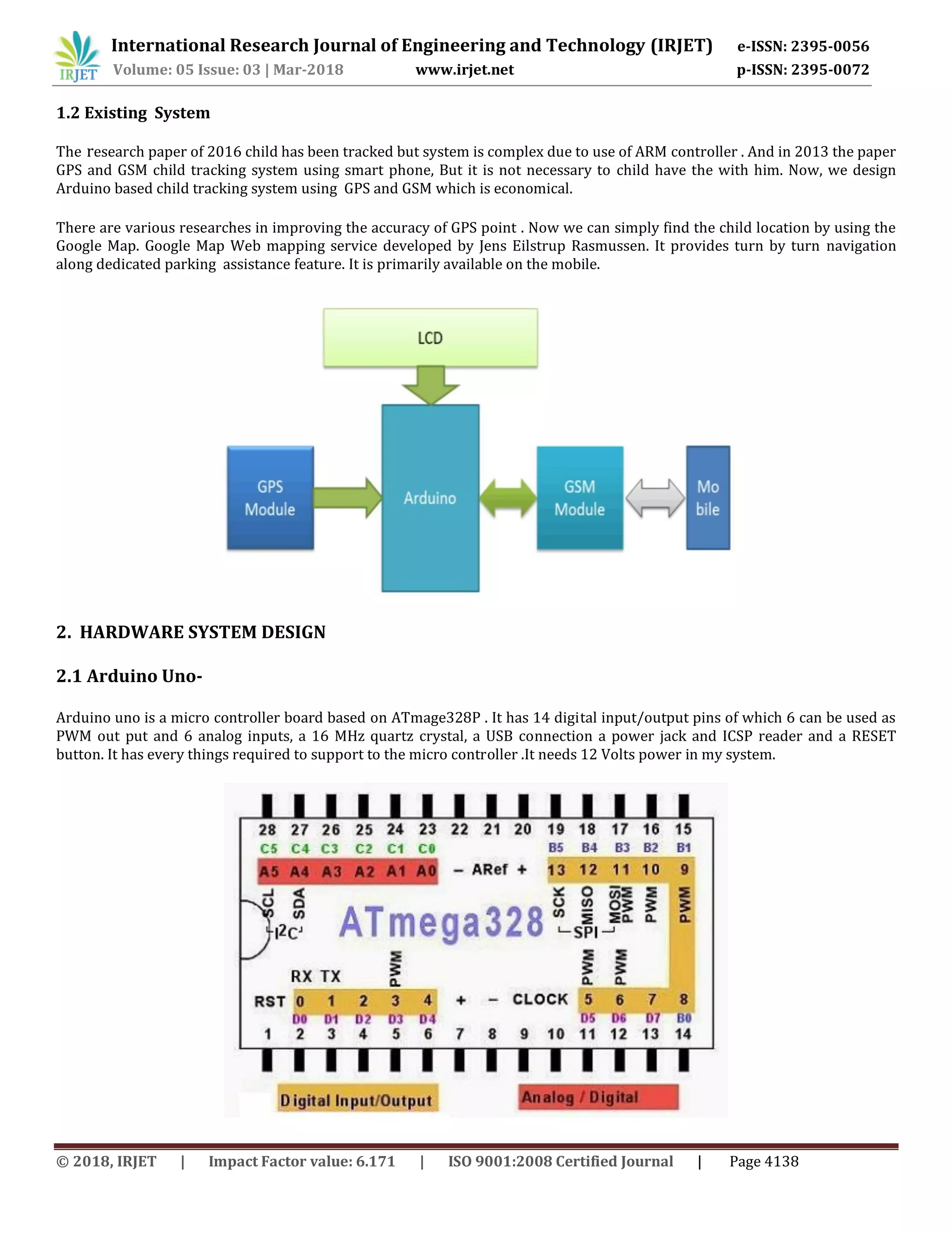 IRJET- Arduino Based Child Tracking System Using GPS and GSM | PDF