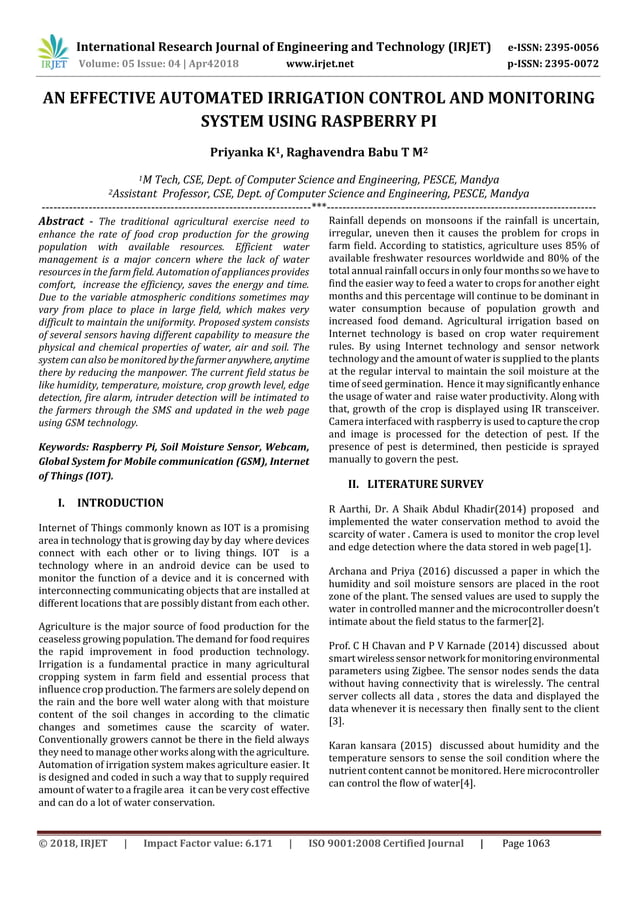 IRJET- An Effective Automated Irrigation Control and Monitoring System ...