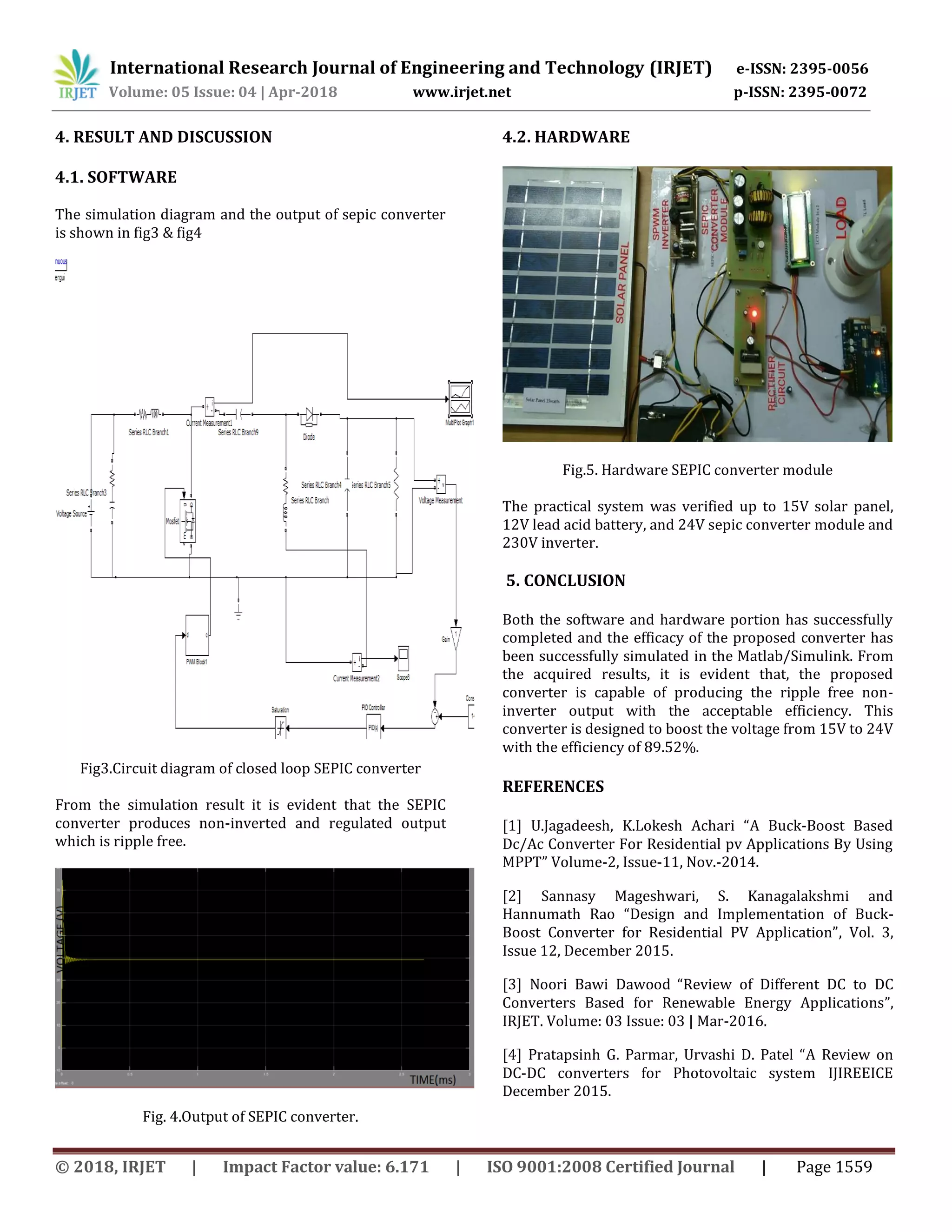 Irjet designing of single ended primary inductance converter for solar