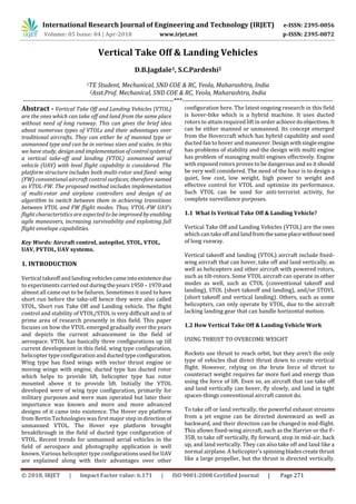 IRJET- Vertical Take Off & Landing Vehicles | PDF