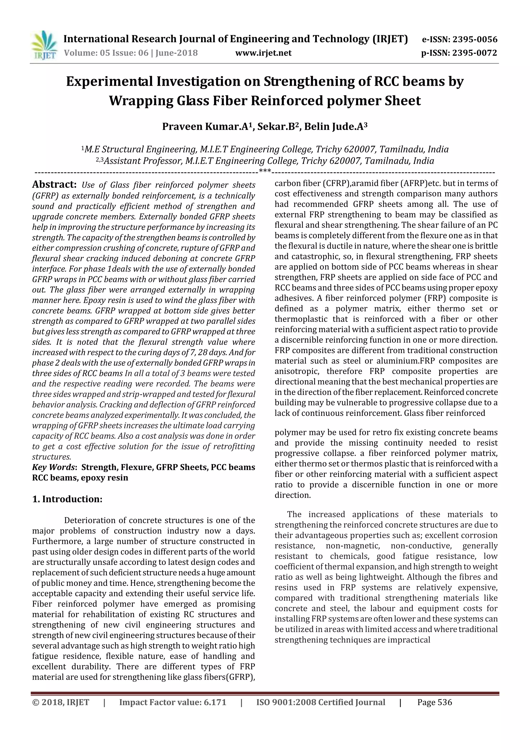 Fibres In Rcc IRJET- Experimental Investigation on Strengthening of RCC Beams by ...