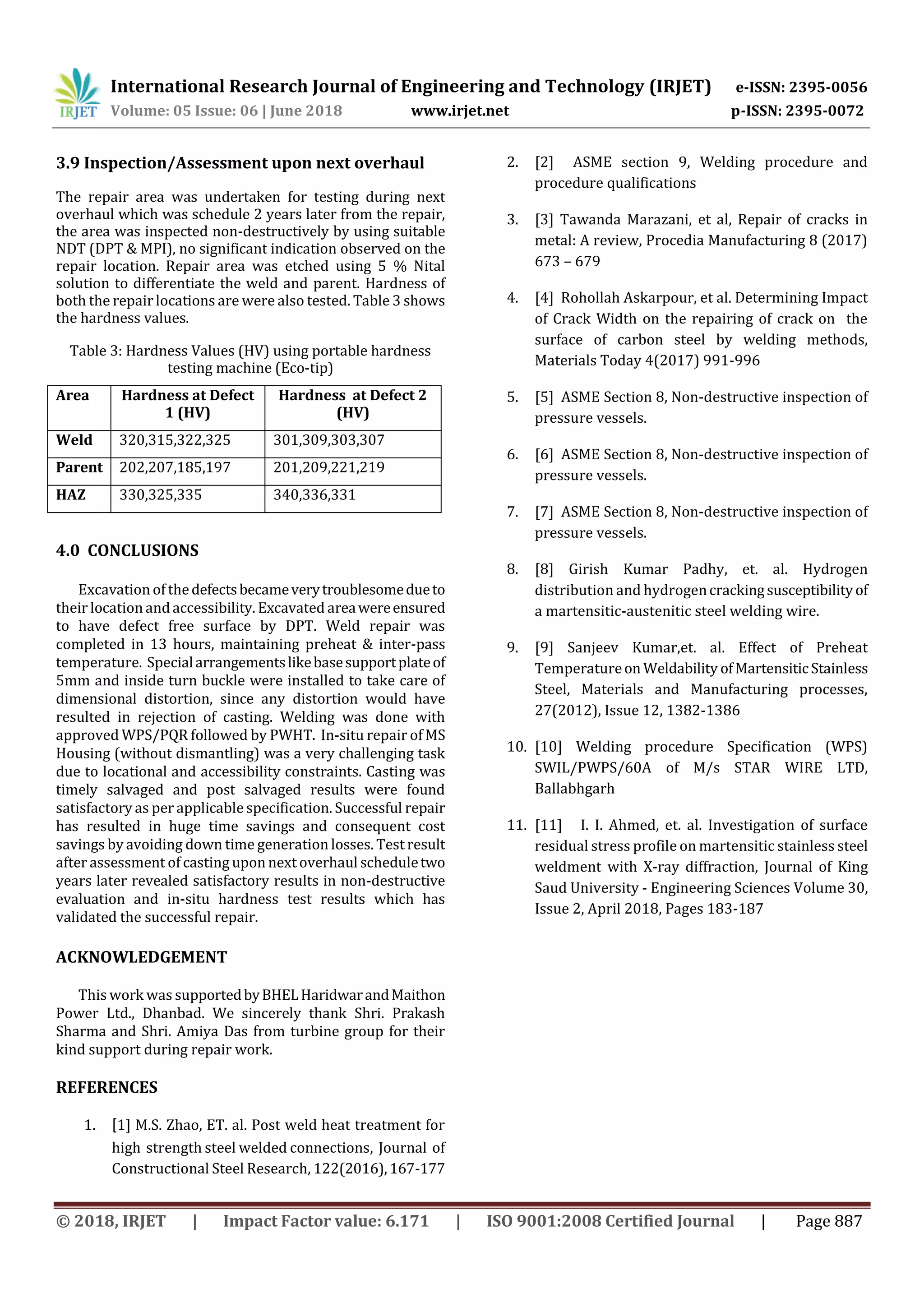 IRJET- A Case Study: In-Situ Weld Repair of Steel Casting of Grade C12A ...