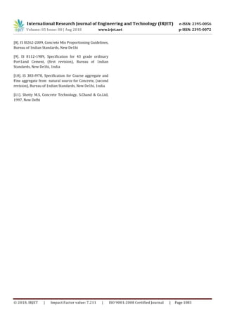 IRJET- Experimental Study on Partial Replacement of Cement with Fly Ash ...