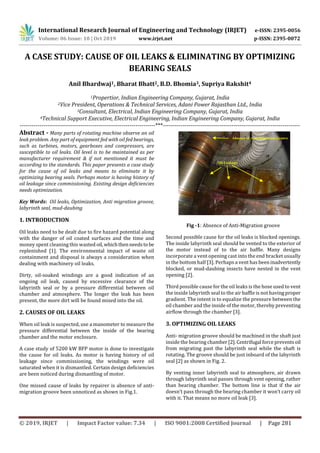 IRJET- A Case Study: Cause of Oil Leaks & Eliminating by Optimizing