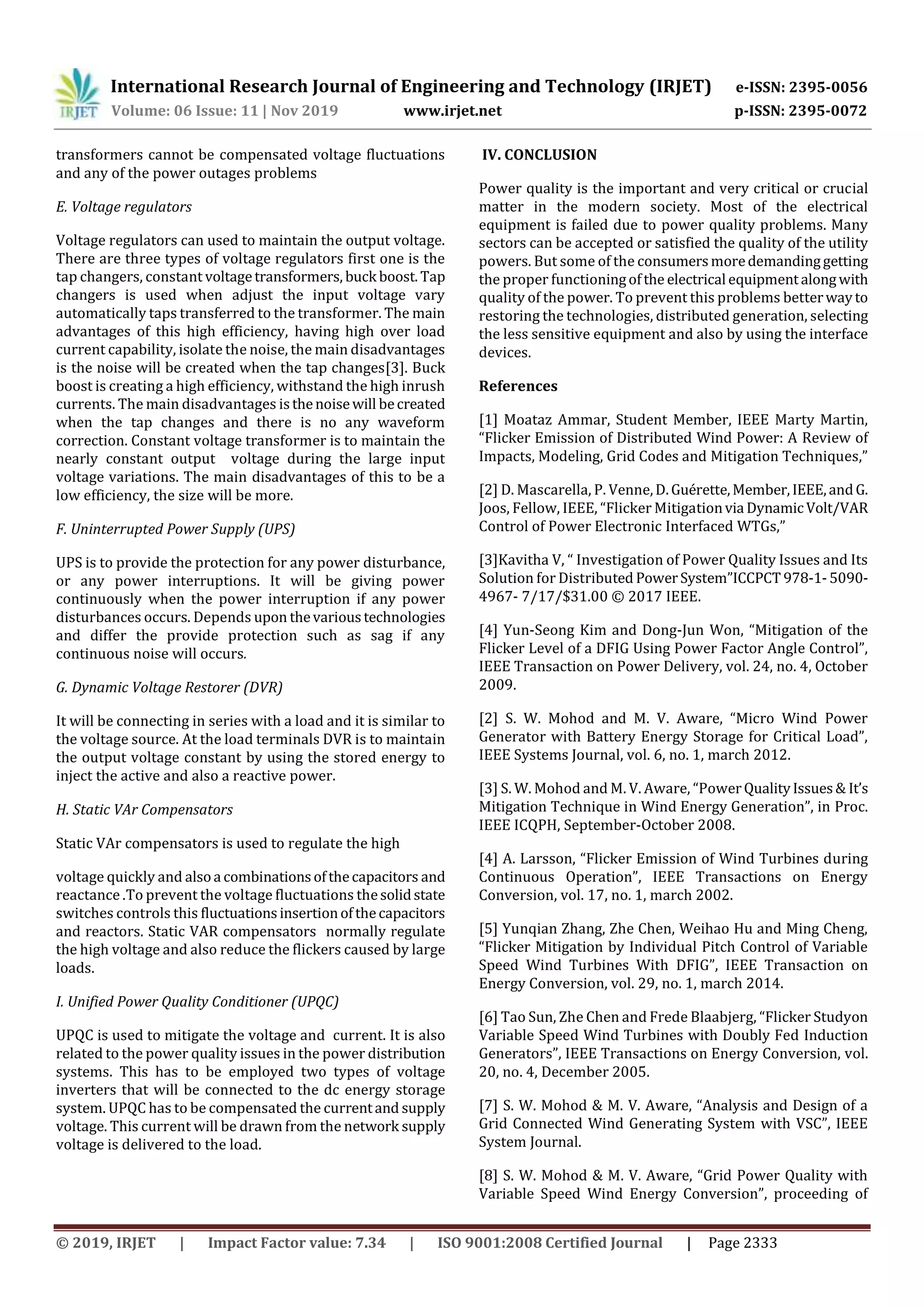 IRJET- Investigation of Various Power Quality Issues & its Solution in ...