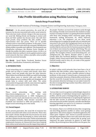 IRJET- Fake Profile Identification using Machine Learning | PDF