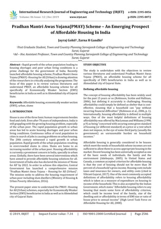 IRJET- Pradhan Mantri Awas Yojana(PMAY) Scheme – An Emerging Prospect ...