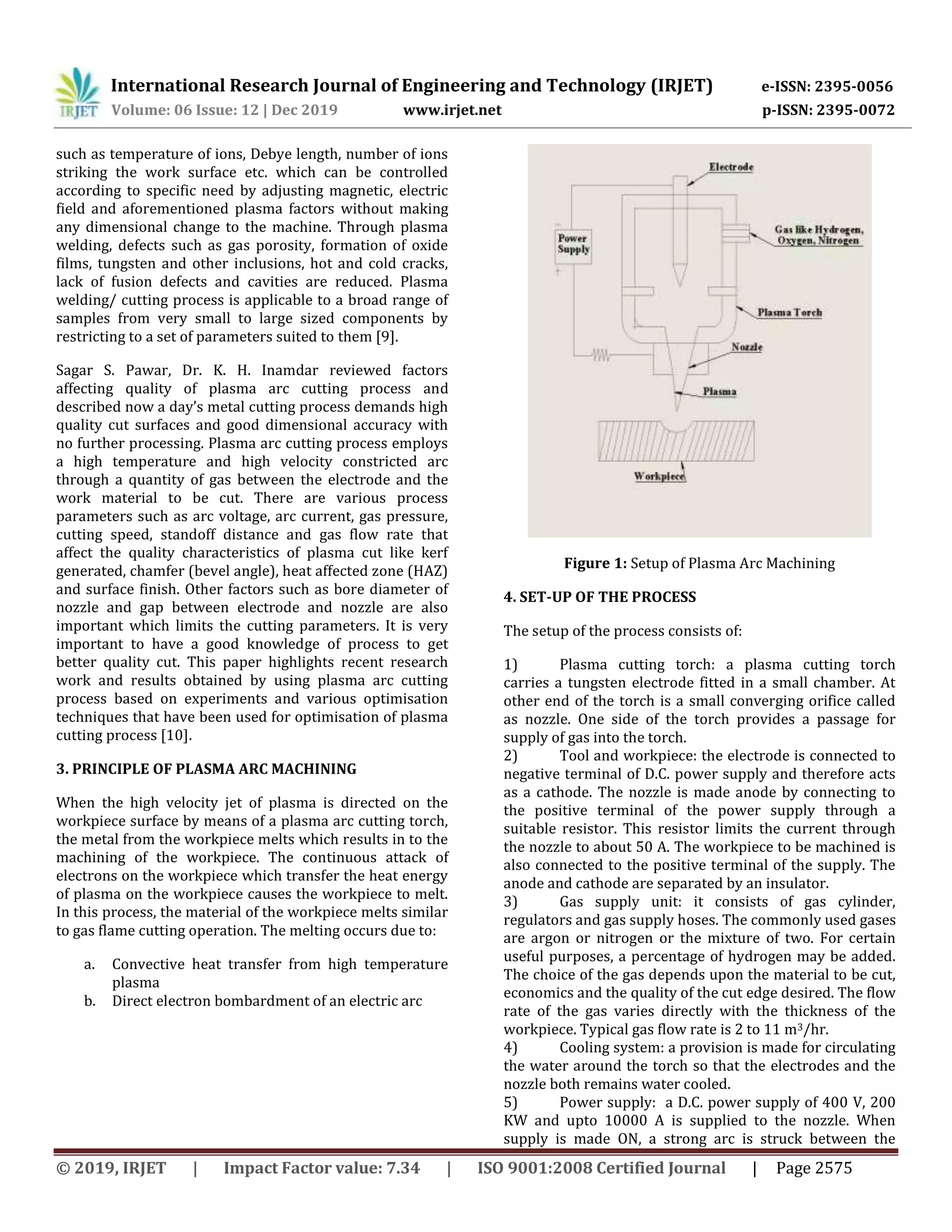 IRJET Advance Manufacturing Processes Review Part VI Plasma ARC
