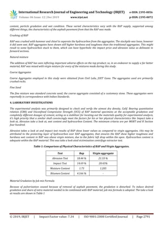 IRJET- Study on Assesment of Reclaimed Asphalt Pavement in Flexible ...