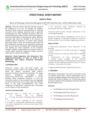 IRJET- Structural Audit Report | PDF
