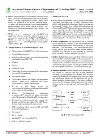 IRJET- Training and Placement Database Management System | PDF image.