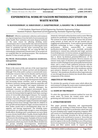 IRJET- Experimental Work by Vacuum Methodology Study on Waste Water | PDF