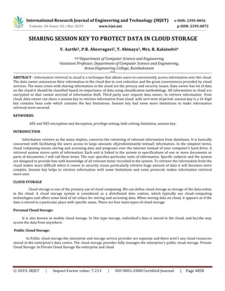 IRJET- Sharing Session Key to Protect Data in Cloud Storage | PDF