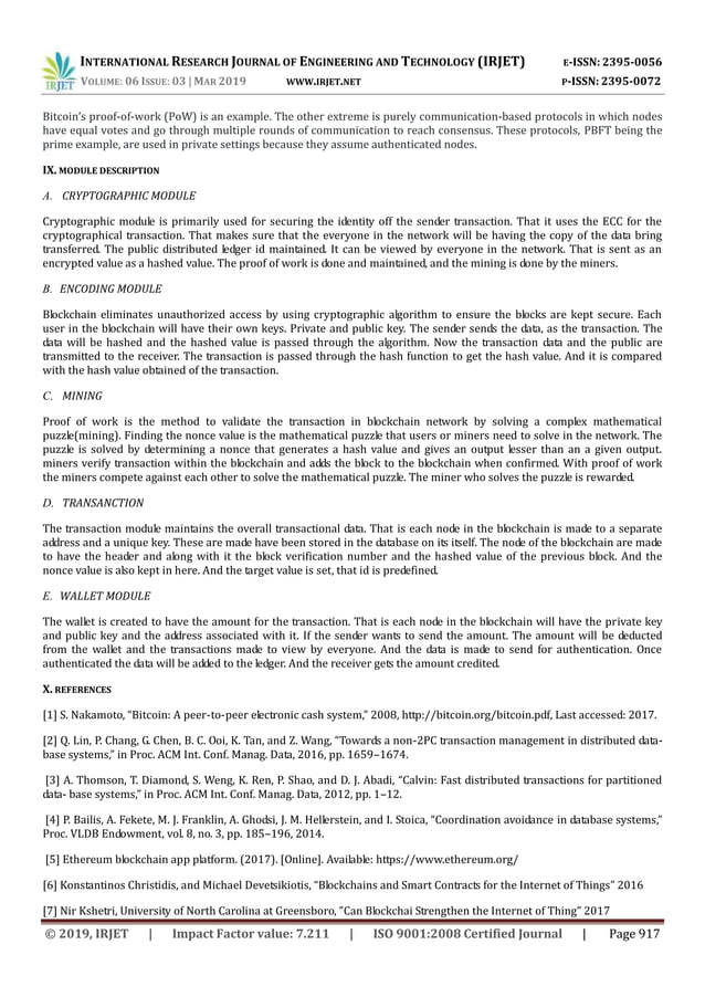IRJET- Transaction based Block Chain Cryptocurrency | PDF