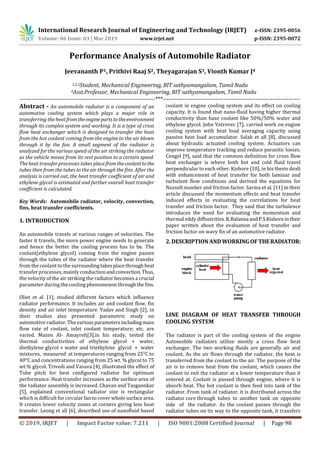 IRJET- Performance Analysis of Automobile Radiator | PDF