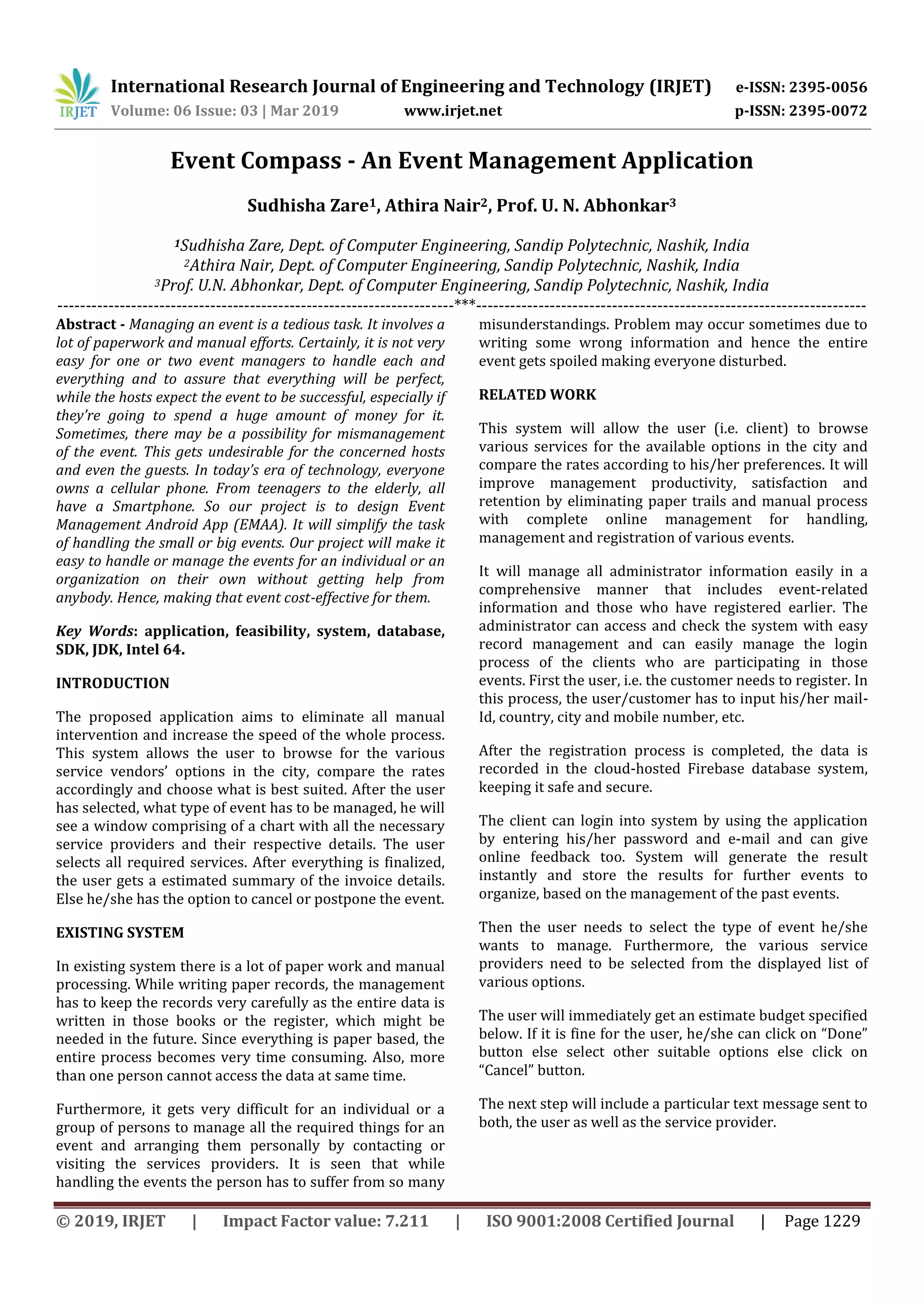 IRJET- Event Compass - An Event Management Application | PDF