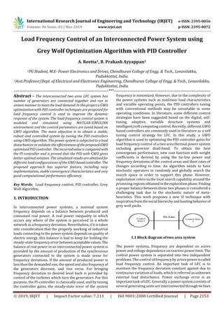 IRJET- Load Frequency Control of an Interconnected Power System using ...