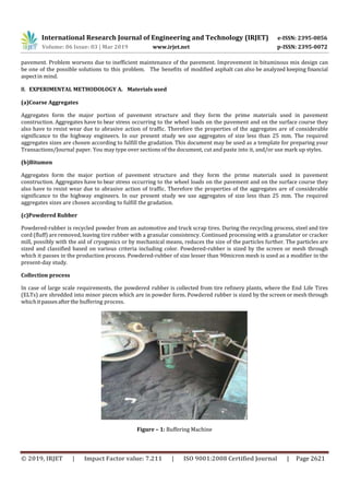 IRJET- An Experimental Study of Waste Tyres in Road Construction | PDF