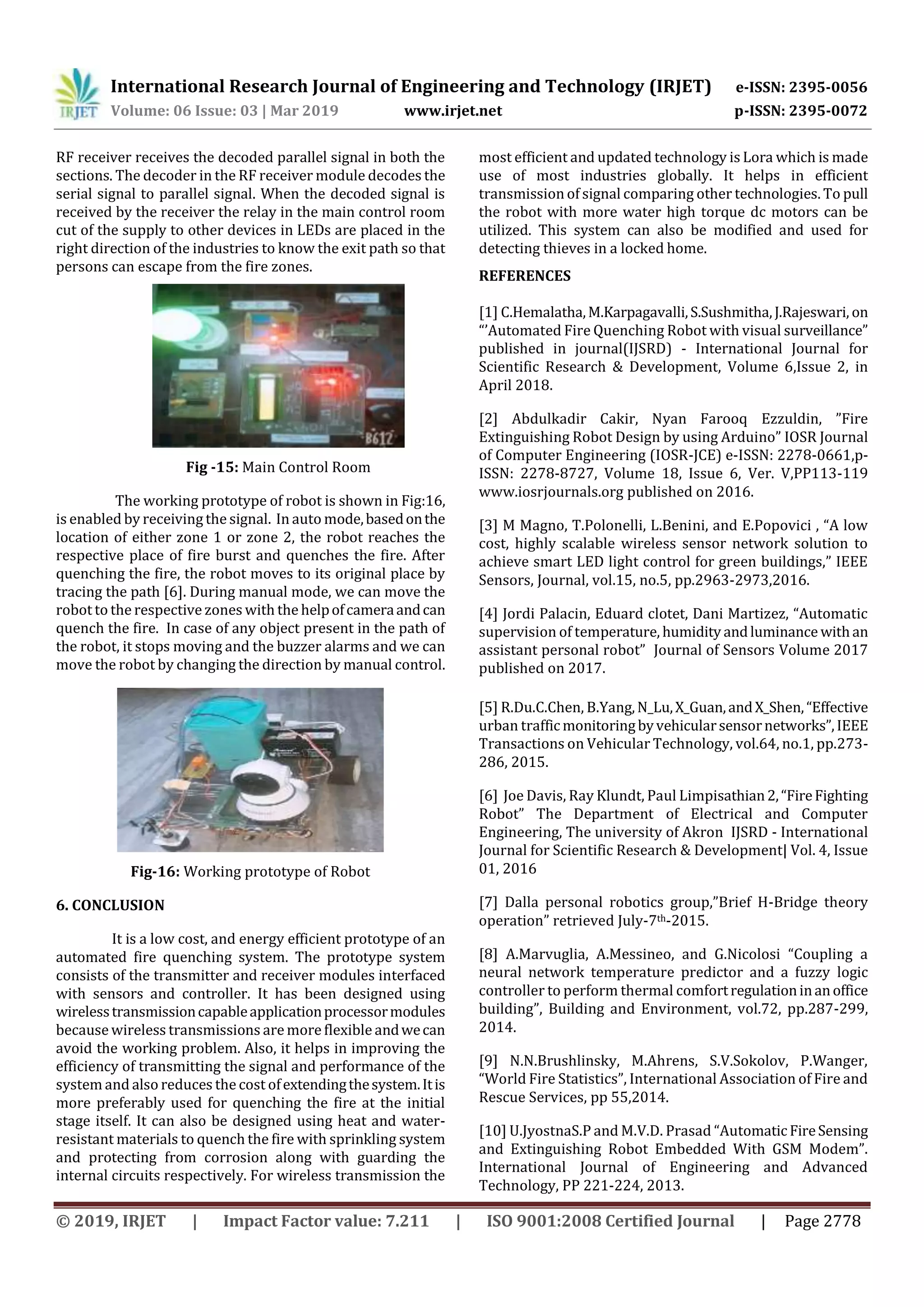 IRJET- IoT based Fire Extinguishing System with Visual Surveillance | PDF