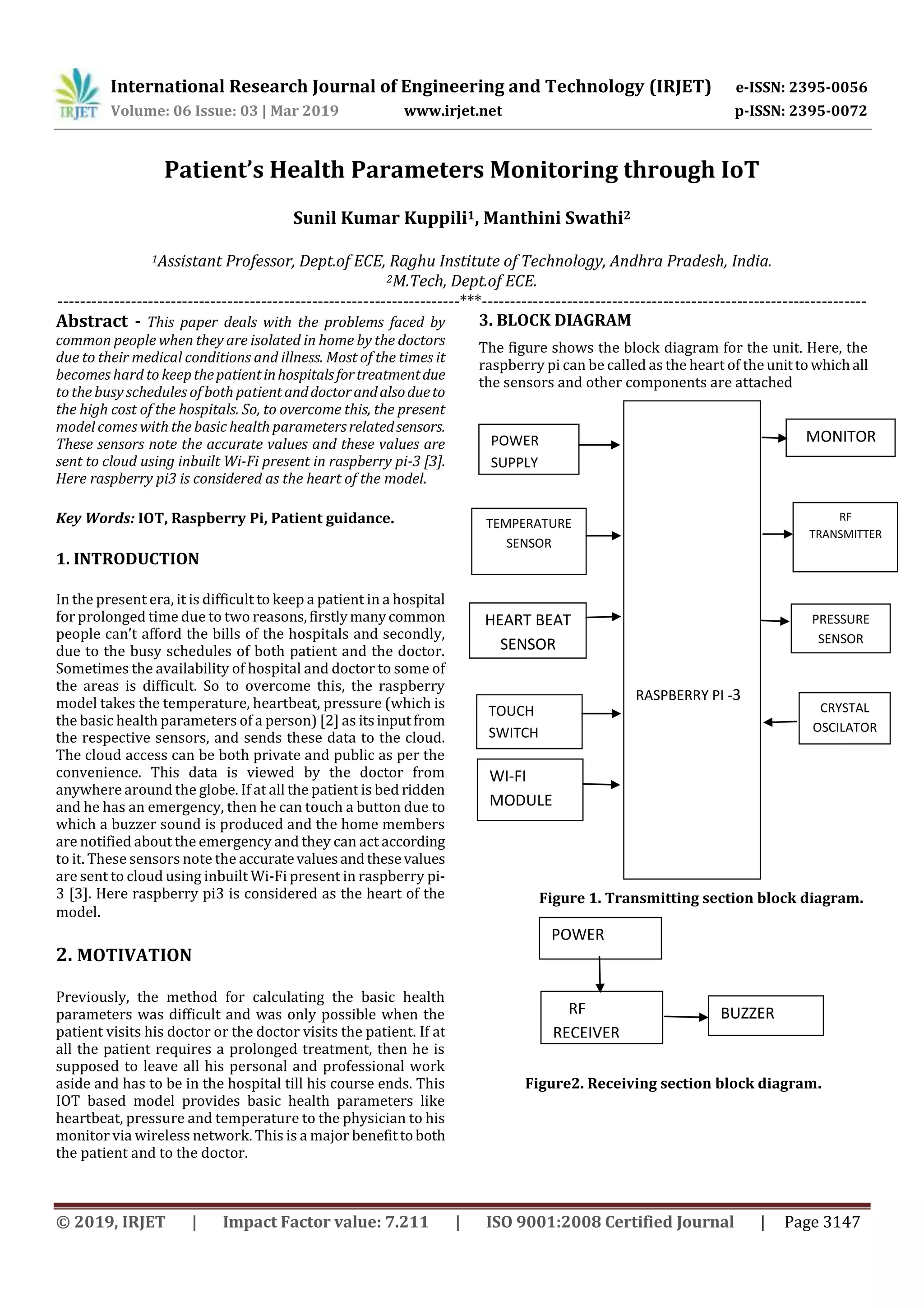 IRJET- Patient’s Health Parameters Monitoring through IoT | PDF