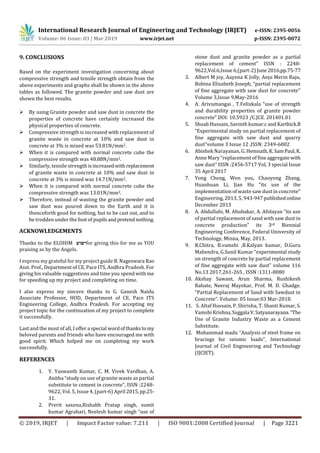 IRJET- Partial Replacement of Cement in Concrete with Granite Powder ...
