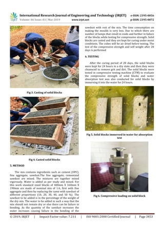 IRJET- Study on Strength of Timbercrete Blocks | PDF
