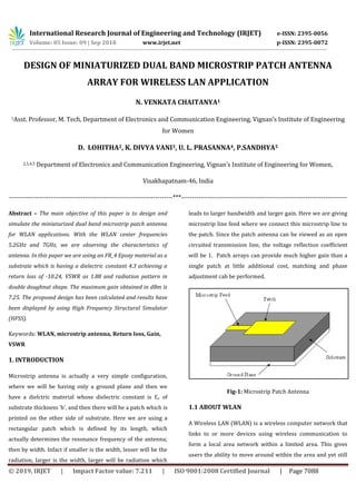 IRJET- Design of Miniaturized Dual Band Microstrip Patch Antenna Array ...