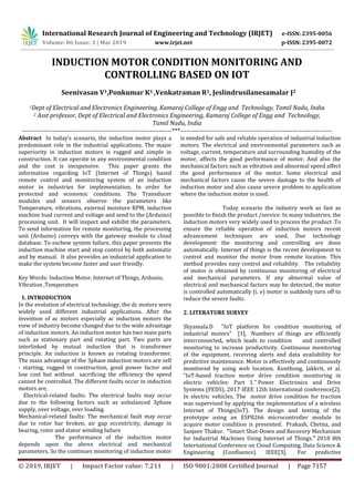 IRJET- Induction Motor Condition Monitoring and Controlling based on ...