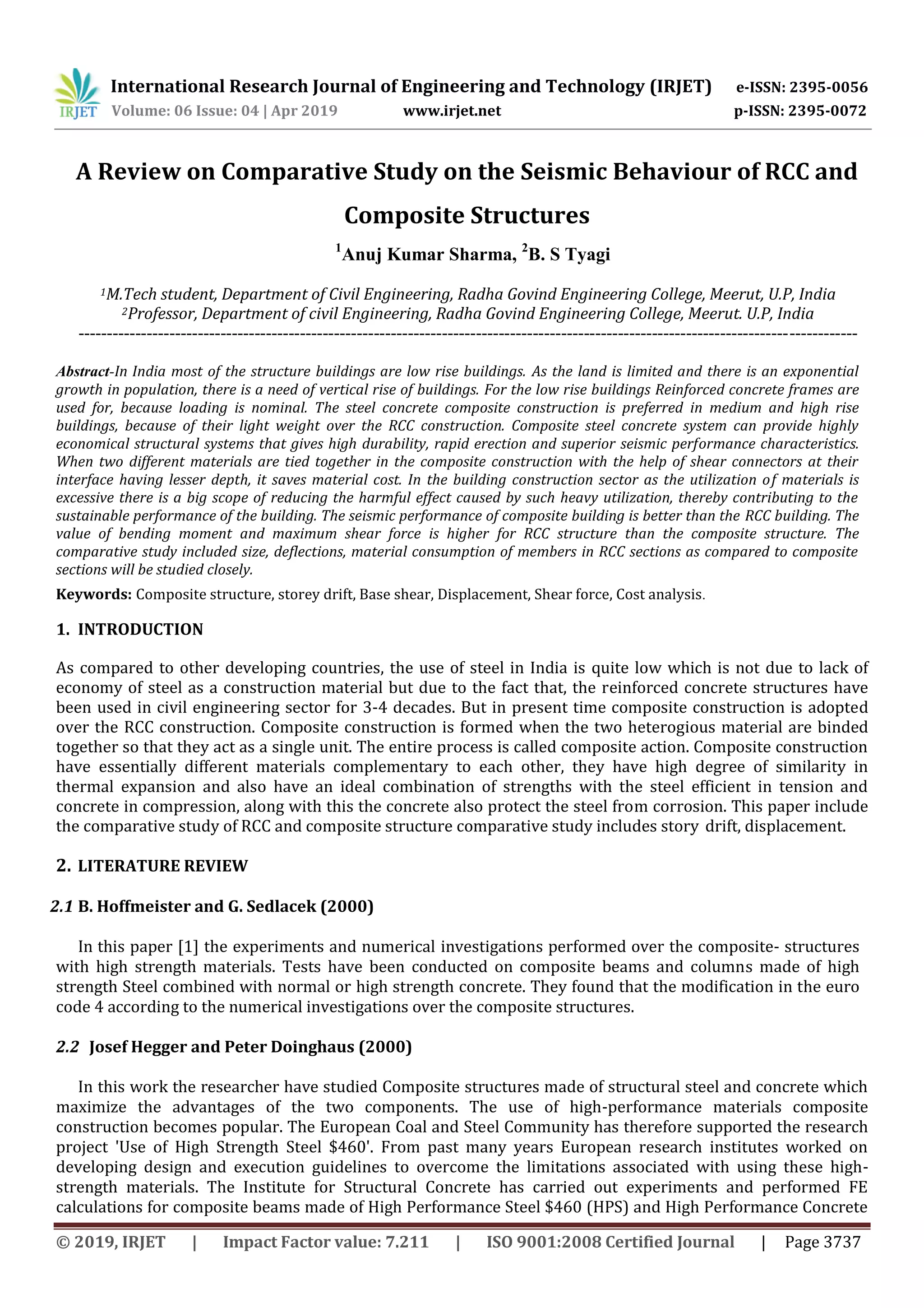IRJET- A Review on Comparative Study on the Seismic Behaviour of RCC ...