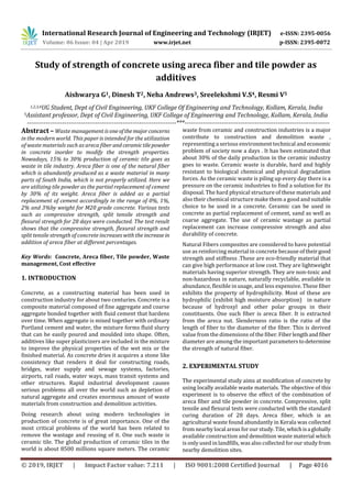 IRJET- Study of Strength of Concrete using Areca Fiber and Tile Powder ...