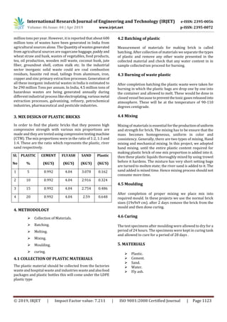 IRJET- Study of Plastic Bricks Made from Waste Plastic | PDF