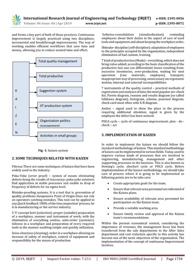IRJET- Application of Continuous Improvement Process in Manufacturing ...