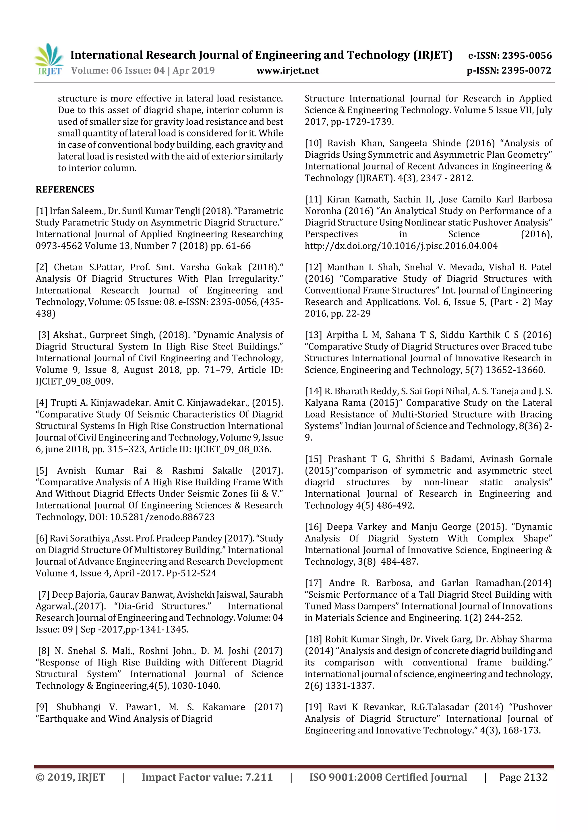 IRJET- Comparative Study of different Shapes of Diagrid Structure ...