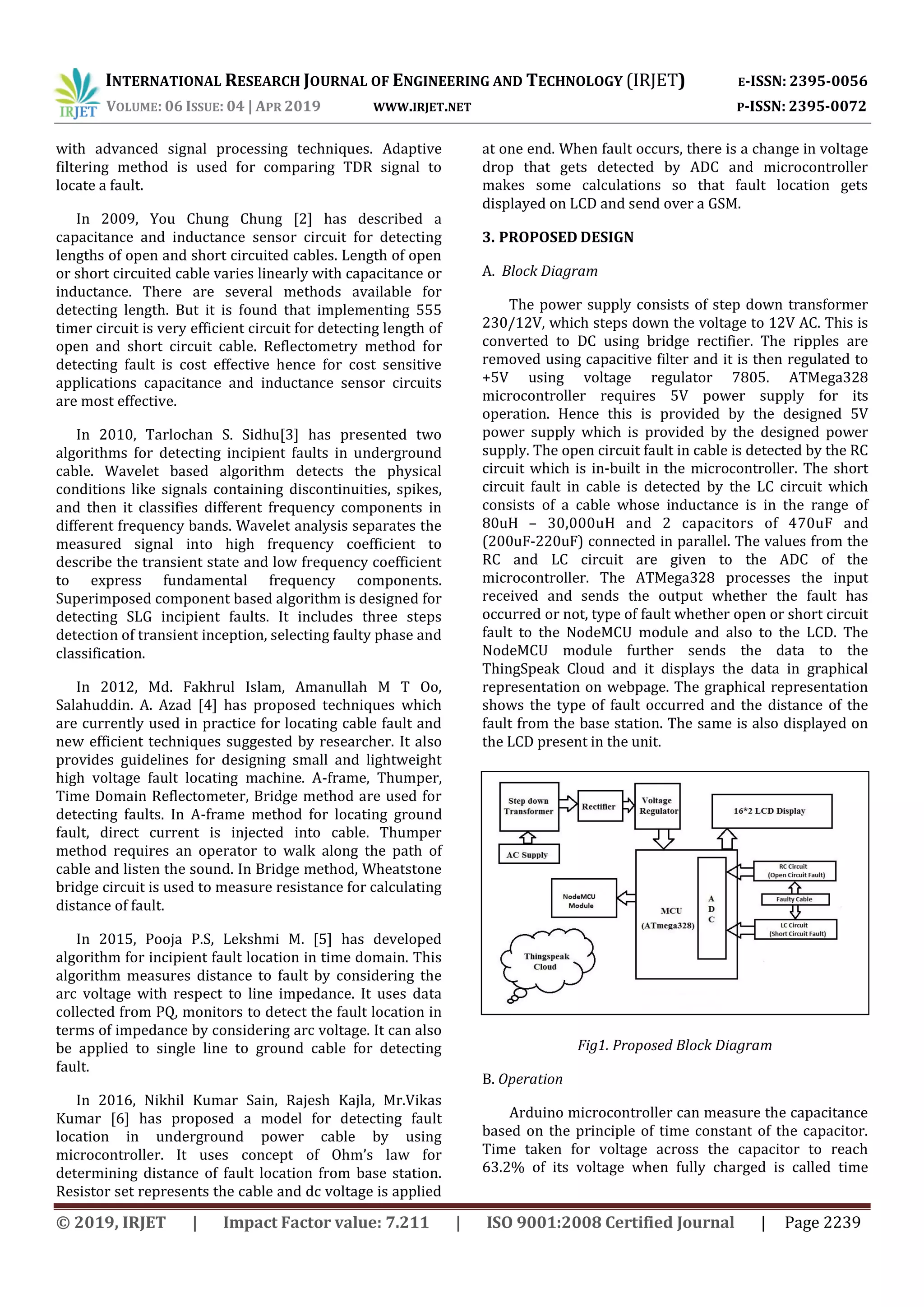 IRJET Design and Development of Underground Cable Fault Detection and