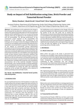 IRJET- Study on Impact of Soil Stabilization using Lime, Brick Powder ...