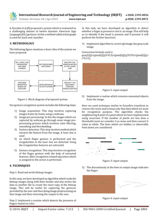 IRJET- Finger Gesture Recognition using Laser Line Generator and Camera ...