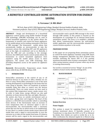 IRJET- A Remotely Controlled Home Automation System for Energy Saving | PDF