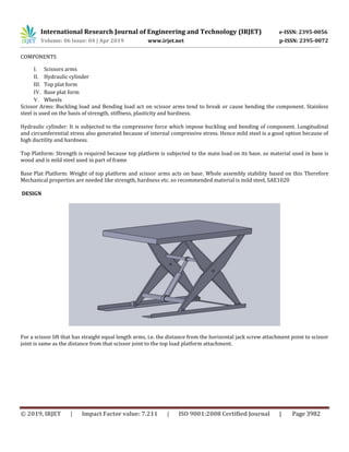IRJET- Operating Mechanism and Design of Hydraulic Scissor Lift | PDF